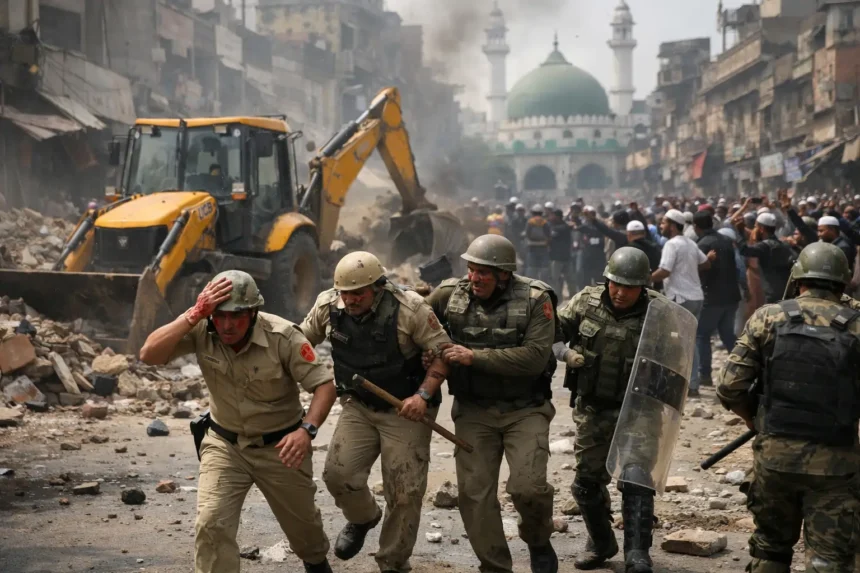Violence in Old Delhi: 5 Cops Injured as Demolition Drive Near Turkman Gate Spirals Out of Control 1 Violence in Old Delhi: 5 Cops Injured as Demolition Drive Near Turkman Gate Spirals Out of Control