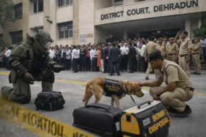 HEADLINE: Chaos in the Hills: Dehradun Court Cleared Following Bomb Threat Email; Police Verify Prank